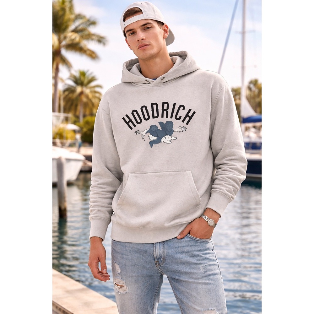 Hoodrich‎ Mens Light Gray Angel Cherub Graphic Pullover Hoodie Small S Gray